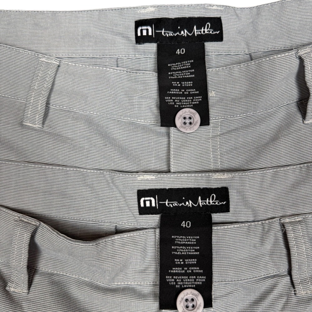 Travis Mathew 2 lot Men Golf Short Gray White Stripe Size 40 Stretch Performance